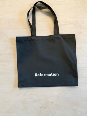 Reformation Black Canvas Tote Bag White Logo Shoulder Shopping Bag